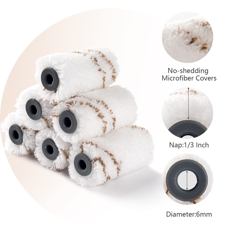 Mister Rui Paint Roller Kit, 9 Pack, 2 Inch Microfiber