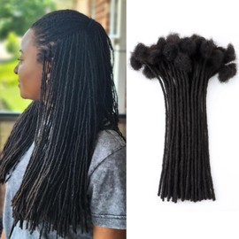 Loc Extensions Human Hair 0.4cm&0.6 cm&0.8cm width 4-18inch 10, 20, 40, 100 strands 100% Human Hair Locs Extensions for Men Women Natural Dreadlocks Can Be Dyed Bleached Curled 0.4cm 14inch 60Strands
