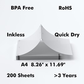 ALOUKA A4 Thermal Printer Paper, quick dry for pen, BPA free, Folded Thermal Paper Compatible with Luck Jingle L86 D80 & A80 Portable Printer, 8.26" x 11.69", 200 Sheets