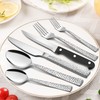 E-far 24-Piece Silverware Set with Steak Knives and Organizer, Hammered