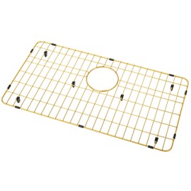 Kitchen Sink Grid, Kitchen Sink Protectors, Stainless Steel Sink Grids for Bottom, 26" x 14" with Rear Drain for Single Sink Bowl, Golden Color