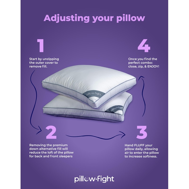 Pillow Fight Knockout - King Pillow, Luxury & Adjustable, Down