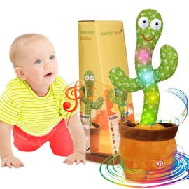 Emoin Dancing Cactus Baby Toys 6 to 12 Months, Talking Cactus Toys Repeats What You Say Baby Boy Toys, Dancing Cactus Mimicking Toy with LED English Sing Talking Musical Toys