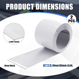 Tandefio 2 Rolls Aluminum Flashing Roll 4 Inch X 25 ft, 0.5 mm Thickness Roof Flashing Metal Flashing Aluminum Sheet Metal Roll with Cut Proof Gloves and Stainless Steel Nail for Roofing Stain