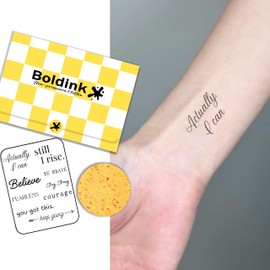Boldink Temporary Tattoos, semi permanent tattoos, 15-day long lasting tattoo sticker, waterproof and anti-reflective, unique design（English words）