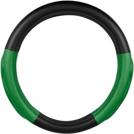 GG Grand General 54080 18 inches Deluxe Plus Steering Wheel Cover Full Black with Green Comfort Pad