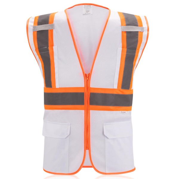 SULWZM High Visibility Reflective Safety Vest with Zipper and Pockets