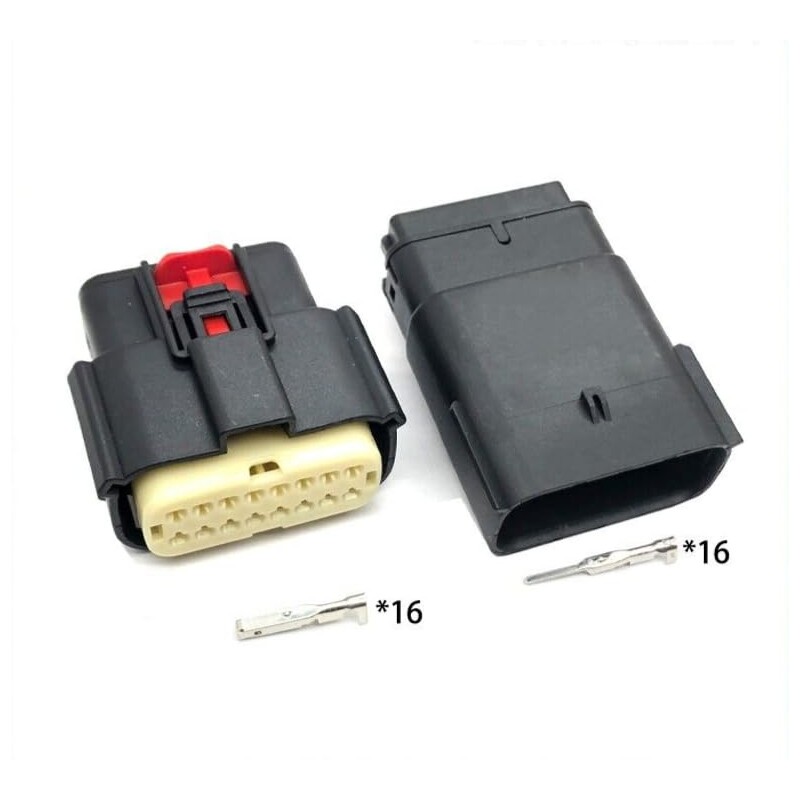 Molex 16 Pin Wire Connector, for Harley BLACK Waterproof, Sealed