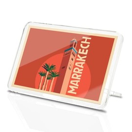 Classic Rectangle Magnet with Stand - Marrakech Old Tower Palm - Fridge Locker Office Whiteboard Toolbox #59718