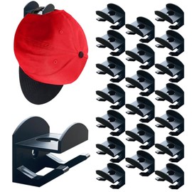 BIUFANTASI Adhesive Hat Hooks for Wall (20-Pack) No Drilling Caps Holder Organizer Minimalist Hat Rack Design Wall Mounted Hat Rack for Men Trucker Hat, Fitted Hat, Golf Hat (Black)
