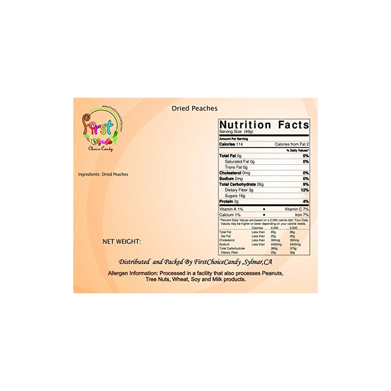 Dried Peaches 2 Pound 32 oz Bulk Bag, Dried Fruit