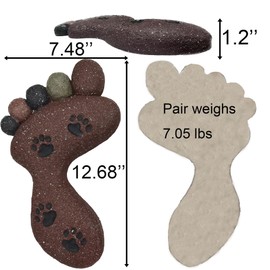 Footprint Pattern Stepping Stones - Garden Decorative Stones for Patio, Deck, Garden or Sidewalk Outdoor Home Decor Stepping Stones Set of 2 (Dark Brown)