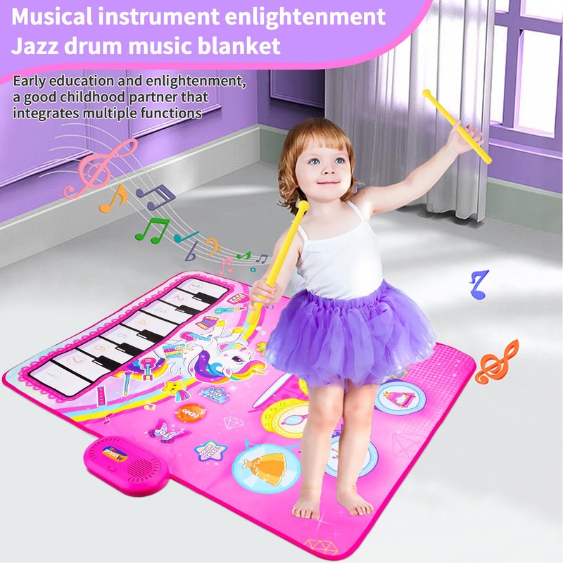 Baby Piano Mat Bright Color Pattern Educational Piano and Drum
