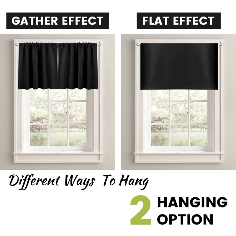Yakamok 18 Inches Long Blackout Curtain Valances for Kitchen Windows