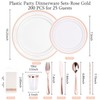 ISFANGCO 700 PCS Rose Gold Plastic Plates for 100 Guests,