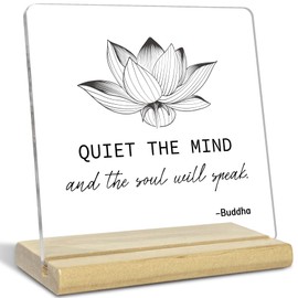 Yoga Meditation Room Acrylic Desk Decor Gift for Women man, Quiet The Mind And The Soul Will Speak, Inspirational Gift for Home Office Meditation Space Shelf Table Decor