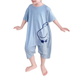 Umeyda Little Baby Boys Footless Pajamas Modal Short Sleeve Romper Jumpsuit Sleep and Play, Blue Dinosaur, 4-5T = Tag 120