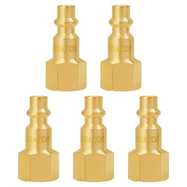 SUNGATOR 1/4 Inch Female Air Plugs, 5-Pack Brass NPT Industrial Air Hose Fittings with 1/4'' Flow Hole, Quick Connect Gas Line Fittings, M Style 1/4'' Female NPT Plugs Kit
