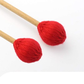 Yolyoo Medium Hard Yarn Head Keyboard Marimba Mallets with Maple Handles,Pack of 2 Blue (Red)