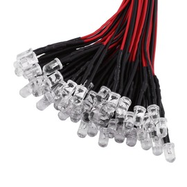 Pack of 50 3/5 mm Pre-Wired Water, Flashing LED 3 mm Flash LED 5 mm Clear Flash LED Diodes White Red Yellow Light DC 9 12 V (5 mm White Light) (White Light-5 mm)