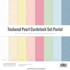 Craftelier Cardstock Pack, Pack of 24 Cardstock for Scrapbooking and Crafts Projects, Pastel Pearl Texture, Dimensions 30 x 30 cm, Weight 216 g