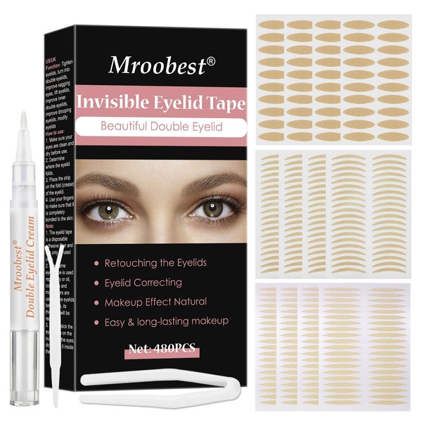 Eyelid Tape, Droopy Eyelid Stickers, Ultra Invisible Double Eyelid Sided Sticky, Instant Eyelid Lift for Heavy Saggy, Hooded, Droopy, Uneven, Mono-eyelids