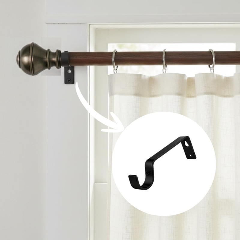 HOMEELABADOR®Curtain Pole Rod Bracket Pipe Holder Heavy Duty Drapery Ring