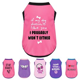 ZIAGAOP Camiseta para Perro con Bloques de Color y Divertidos diseños termotransferidos. Ligera de poliéster para Perros pequeños y medianos, Ideal para Salidas Informales. Rosa 3XL.