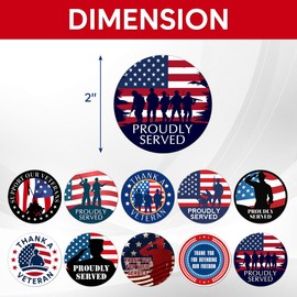 Pack 90 Pcs Veterans Day Military America Stickers for Party Favors Retirement Thank You Labels Celebrating Supplies Cute Aesthetic Sticker Round Waterproof Vinyl Decals Bulk