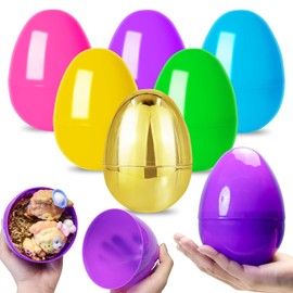 12 Pcs Large Fillable Easter Eggs, 6" Giant Empty Plastic Easter Eggs for Egg Hunt, Basket Stuffers, Party Favors, and Holiday Activities