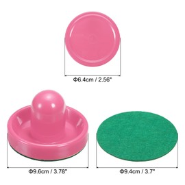 PATIKIL 96mm Air Hockey Pushers Pink and Air Hockey Pucks, Handles Paddles Replacement Accessory(4 Pushers with Pads, 4 Pucks)
