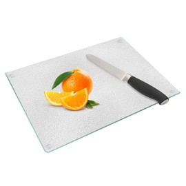 DHARANA Frosted Glass Cutting Board,Tempered Glass Cutting Board for Kitchen Counter,Scratch Resistant,Heat Resistant, with Non-Slip Feet, 12x16"