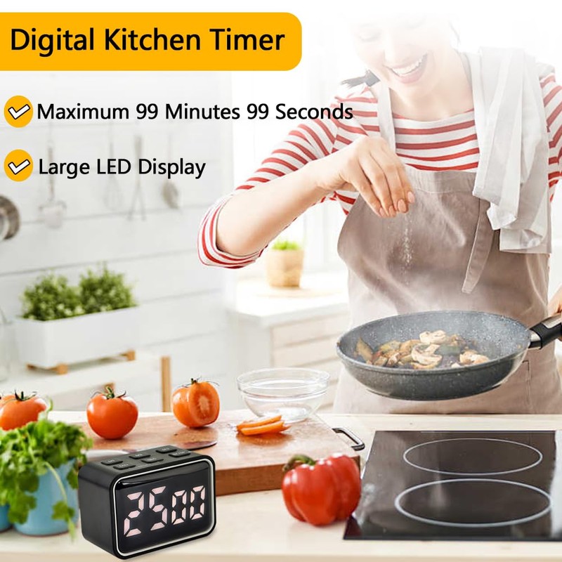 FCXJTU Rechargeable Mini LED Digital Timer, LED Countdown/Up Timer, 3