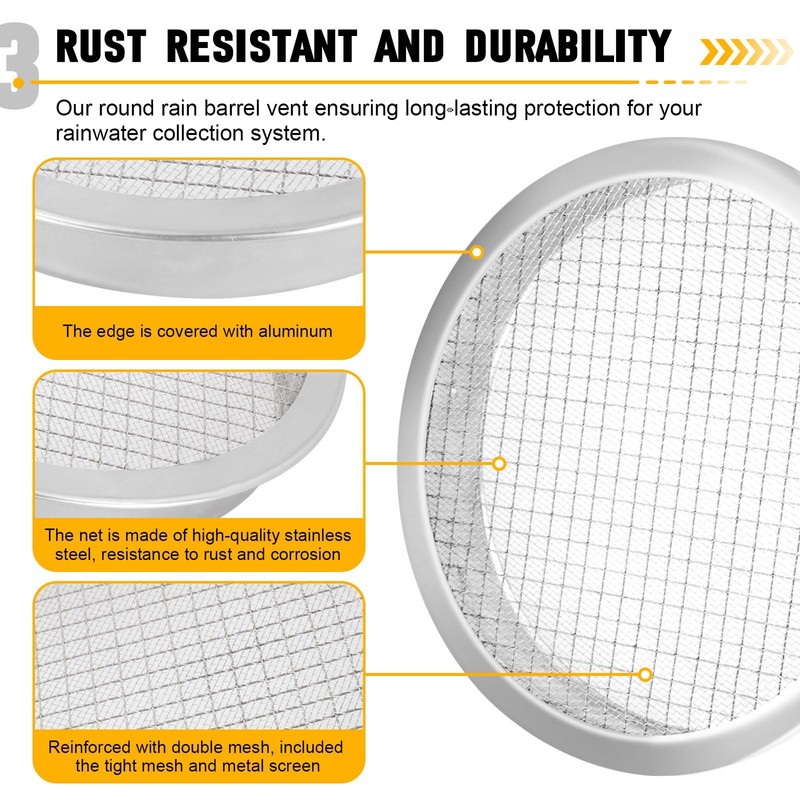 Rain Barrel Screen Filter 6 inch, Rain Barrel Cover Vent