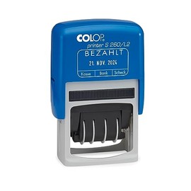 COLOP Date Stamp Printer S 260 with Text BEzahlt, Blue / Red