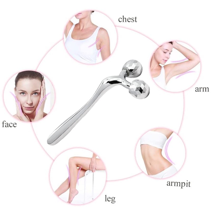 DMZK Manual Facial Massager, Metal Face Roller Y-Shaped Roller Massger