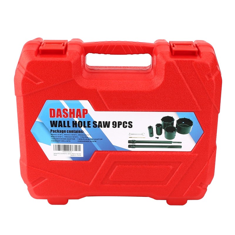 dashap 9PCS Concrete Hole Saw Kit, Masonry Hole Saw, SDS