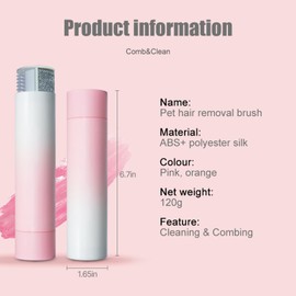 Beberoad Pets 2-in-1 Double Sided Pet Hair Remover Brush - Grooming & Cleaning Tool for Cats Dogs, Static Adsorption Fur Remover for Furniture, Sofa, Car Seat, Clothes, 120g Ultra-Lightweight (Pink)