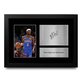 HWC Trading FR A4 Shai Gilgeous-Alexander Oklahoma City Thunder Basketball Gifts Printed Signed Autograph Picture for Basketball Memorabilia Fans - A4 Framed