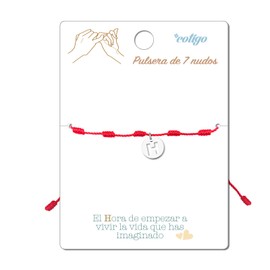 cotigo Bracelet 7 Red Knot with Initial Letters A Z Stainless Steel Lucky Charm and Protection Bracelet for Couples and Friendship Adjustable Jewellery, Stainless Steel