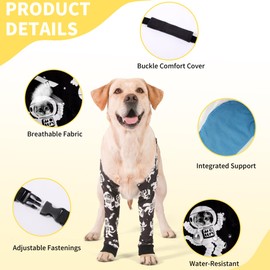 LovinPet Dog Elbow Protector Anti-Licking Elbow Sleeve, Adjustable, Comfortable & Durable Front Leg Guard for Medium to Large Dogs, Prevents Licking and Chewing,Dog Sleeve,Dog Leg Sleeve,Black