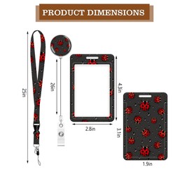 SUPKOALA ID Badge Holder with Lanyard and Retractable Reel Clip - Fashionable Card Name Tag Protector for Nurses, Doctors, Teachers and Students - Soft Fiber, Metal Clip, Sturdy Buckle(Ladybug Rain)