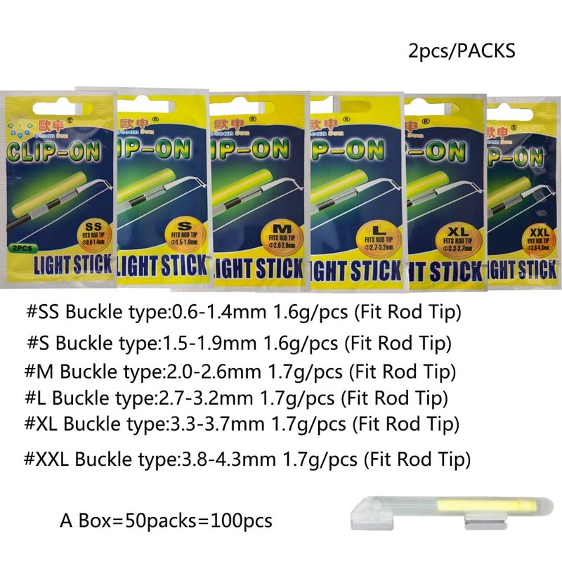 LINGUANG Clip On 20PCS Bulk Fishing Glow Sticks for Rod