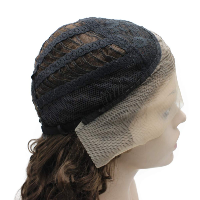 Mxangel Long Curly Lace Front Synthetic Wig Brown Heat Resistant