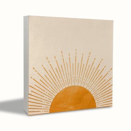 KEUSPI Summer Boho Sun Desk Decor,Abstract Boho Sun Sunrise Sunset Sunshine Wood Block Plaque Box Sign Rustic Boho Sun Wood Box Sign Desk Decor for Bohemian Home Wall Tabletop Shelf Decorations