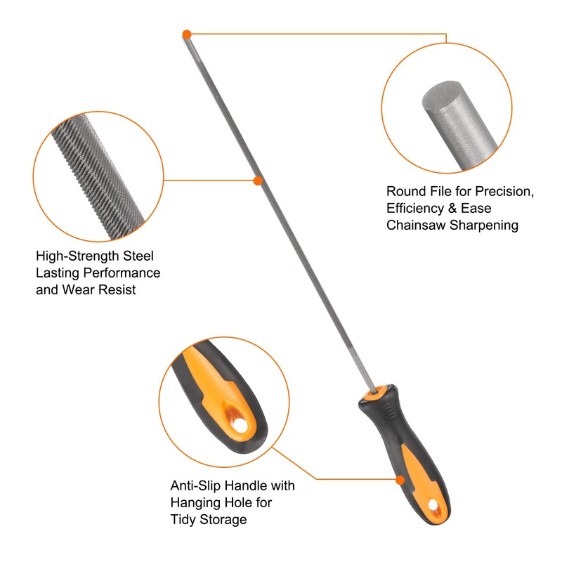 sourcing map Chainsaw File, 3.2mm (1/8-inch) Round Sharpening Files Tool