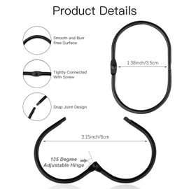 Pack of 24 Shower Curtain Rings Oval Rustproof Shower Curtain Hooks for Bathroom Decorative Rings Rings for Shower Curtains and Shower Curtain Rods, Curtain Rings Also for Curtains (Black)