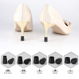 AIEX 15 Pairs High Heel Protectors, Shoe Heel Savers Stoppers Black Apricot Clear Shoe Heel Protectors Covers for Grass Gravel Wedding Outdoor Activities for Stable Walking (XX, XS, S, M, L)