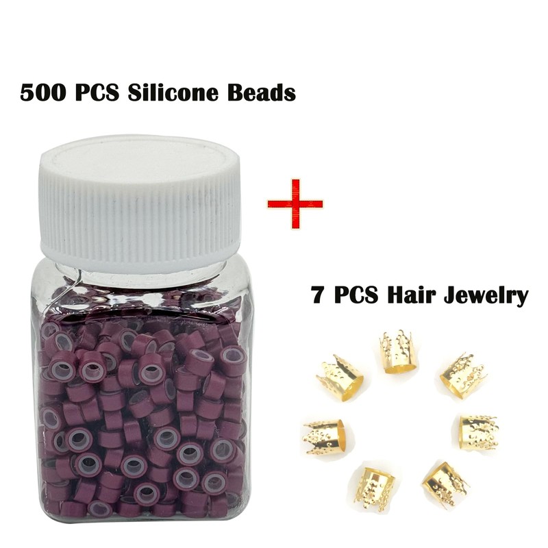 Flosius 500 Pcs Hair Extension Beads 5mm Silicone Micro Rings