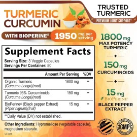 Turmeric Curcumin Con Bioperina 1950mg Cúrcuma | 240 Caps.
